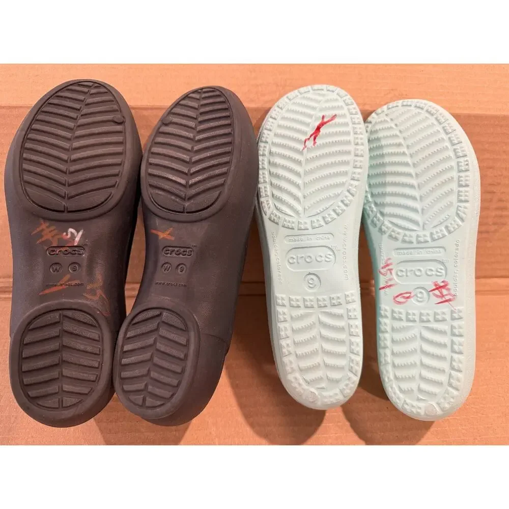 Crocs Kelli Prima Ballet Flats 2 Pairs Womens Sz 9 Slip On Black Sea Foam Green - Picture 7 of 8